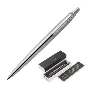 Branded Promotional Metal Pen Ballpoint Parker Jotter - Brushed Stainless CT