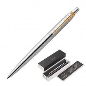 Branded Promotional Metal Pen Ballpoint Parker Jotter - Brushed Stainless GT