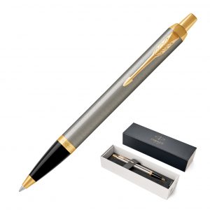 Branded Promotional Metal Pen Ballpoint Parker IM - Brushed Stainless GT