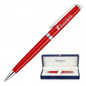 Branded Promotional Metal Pen Ballpoint Waterman Hemisphere - Comet Red Palladium Chrome Trim