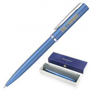 Branded Promotional Metal Pen Ballpoint Waterman Allure - Blue Palladium Chrome Trim