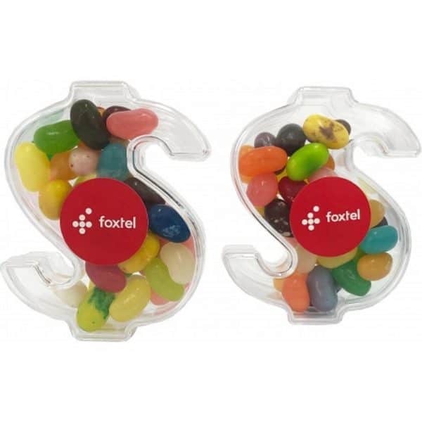 Branded Promotional Acrylic Dollar Filled With Jelly Belly Jelly Beans 40G