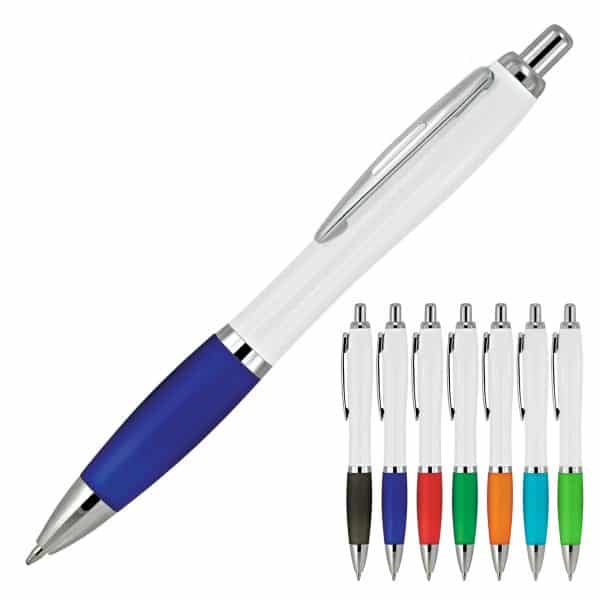 Branded Promotional Plastic Pen Ballpoint White Cara