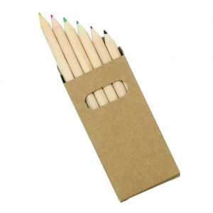 Branded Promotional Half Pencils Colouring 6 Pack Natural Wood