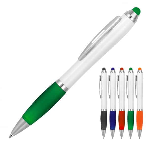 Branded Promotional Plastic Pen Ballpoint Stylus White Cara