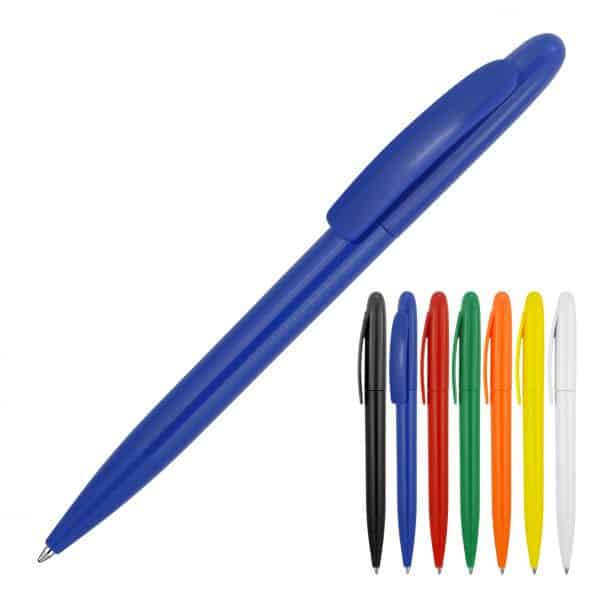 Branded Promotional Plastic Pen Ballpoint Gloss Solid Colours Sierra