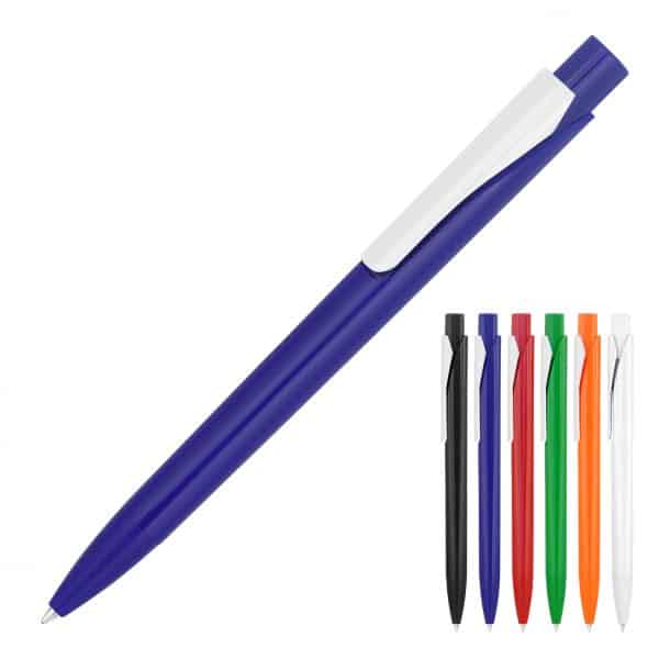 Branded Promotional Plastic Pen Ballpoint White Romana