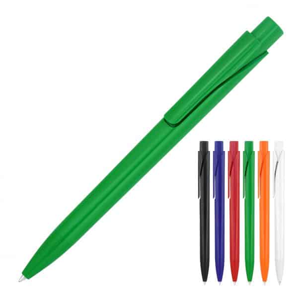 Branded Promotional Plastic Pen Ballpoint Solid Colours Romana