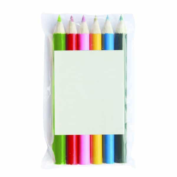 Branded Promotional Half Pencils Colouring 6 Pack Pouch