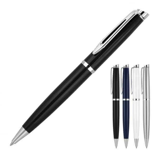 Branded Promotional Metal Pen Ballpoint Prestige Chrome Trim Hubert