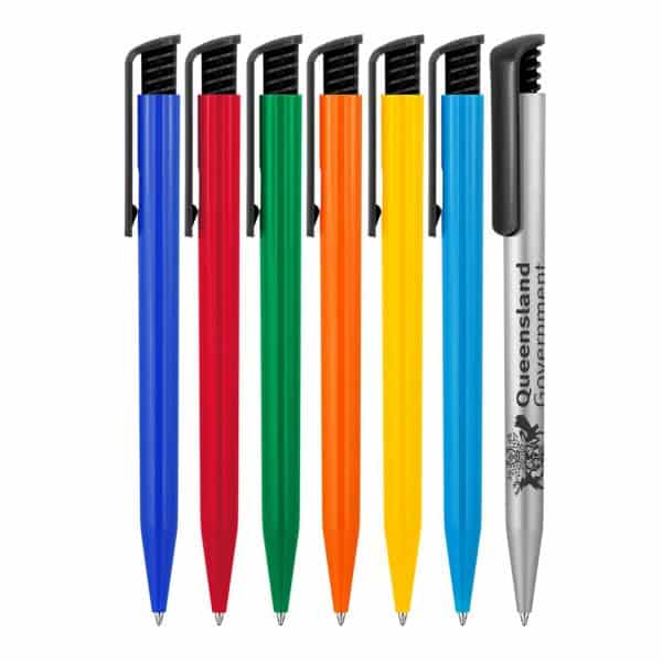 Branded Promotional Plastic Pen Ballpoint Gloss Black Clip Tia