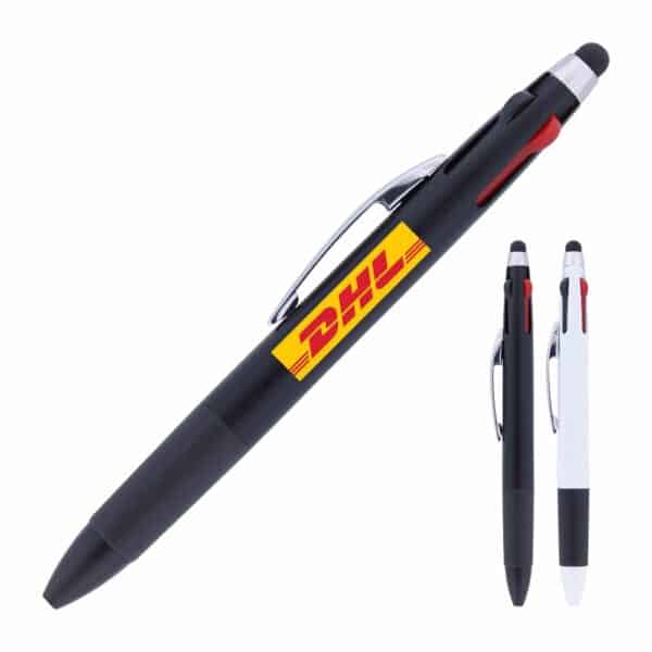 Branded Promotional Plastic Pen Ballpoint Cuatro 4 Colour Stylus
