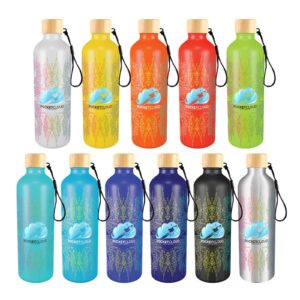 Branded Promotional Gelato Aluminium Drink Bottle with Bamboo Lid