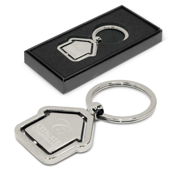 Branded Promotional Spinning House Metal Key Ring