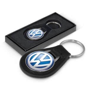 Branded Promotional Baron Leather Key Ring - Round