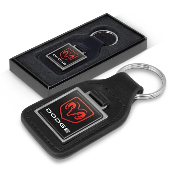 Branded Promotional Baron Leather Key Ring - Square