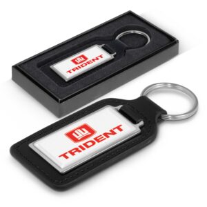 Branded Promotional Baron Leather Key Ring - Rectangle