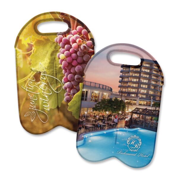 Branded Promotional Neoprene Double Wine Cooler Bag - Full Colour