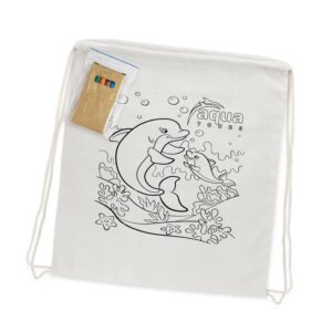 Branded Promotional Cotton Colouring Drawstring Backpack