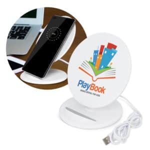 Branded Promotional Phaser Wireless Charging Stand - Round