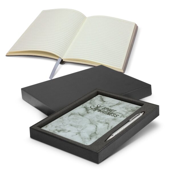 Branded Promotional Marble Notebook And Pen Gift Set