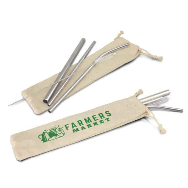 Branded Promotional Stainless Steel Straw Set