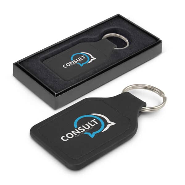 Branded Promotional Prince Leather Key Ring - Square