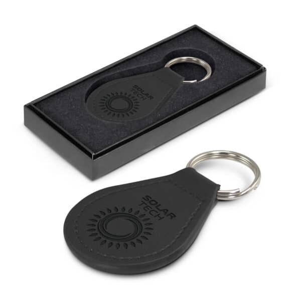 Branded Promotional Prince Leather Key Ring - Round