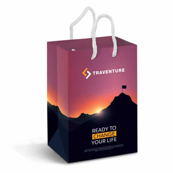 Branded Promotional Small Laminated Paper Carry Bag - Full Colour