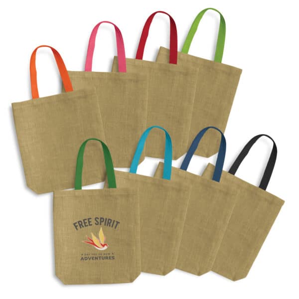 Branded Promotional Thera Jute Tote Bag - Coloured Handles