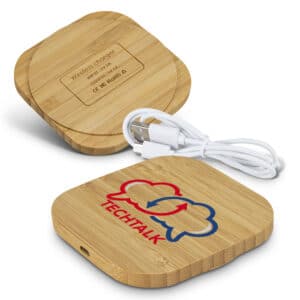 Branded Promotional Vita Bamboo Wireless Charger - Square