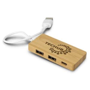 Branded Promotional Bamboo USB Hub