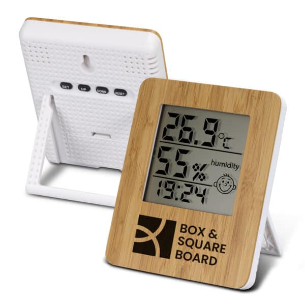 Branded Promotional Bamboo Weather Station