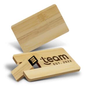 Branded Promotional Bamboo Credit Card Flash Drive 8GB
