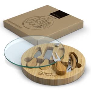 Branded Promotional NATURA Glass & Bamboo Cheese Board