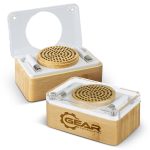 Branded Promotional Bamboo Wireless Speaker & Earbud Set