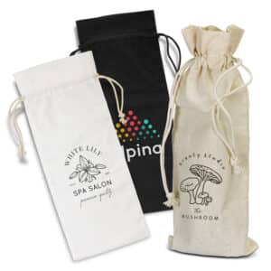 Branded Promotional Cotton Wine Drawstring Bag