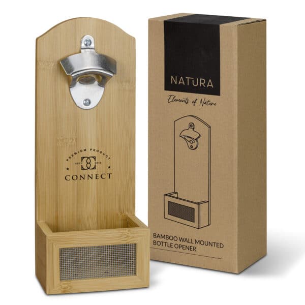 Branded Promotional Natura Bamboo Wall Mounted Bottle Opener