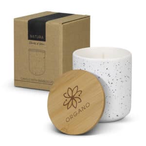 Branded Promotional NATURA Candle With Bamboo Lid