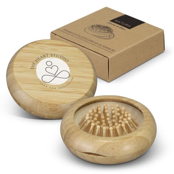 Branded Promotional Natura Bamboo Brush And Mirror