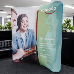 Branded Promotional Curved Stretch Media Wall Small