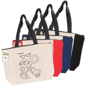 Branded Promotional Colouring Calico Zip Shopper
