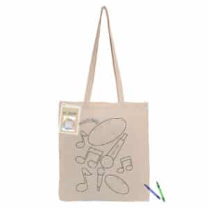 Branded Promotional Colouring Long Handle Calico Shopper