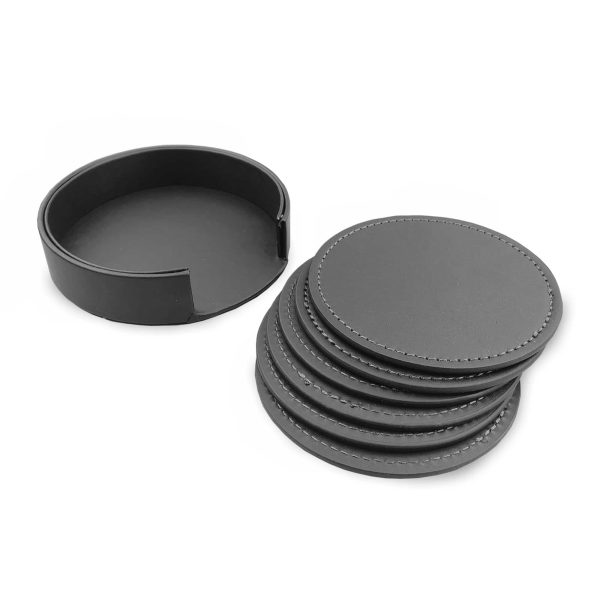 Franklin Leather Coaster Set Of 6 - Image 5