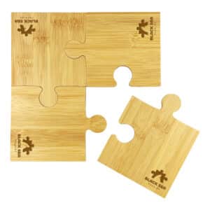 Branded Promotional Puzzle Bamboo Coaster Set