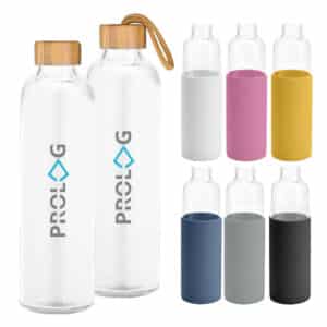 Branded Promotional Honya Glass Drink Bottle With Sleeve