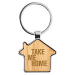 Branded Promotional Bamboo House Key Ring