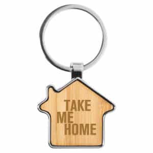 Branded Promotional Bamboo House Key Ring