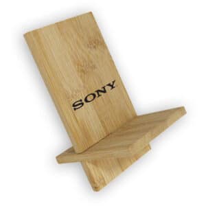 Branded Promotional Groove Bamboo Phone Stand