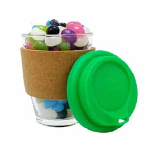 Branded Promotional Jelly Bean In Cork Band Glass Coffee Cup